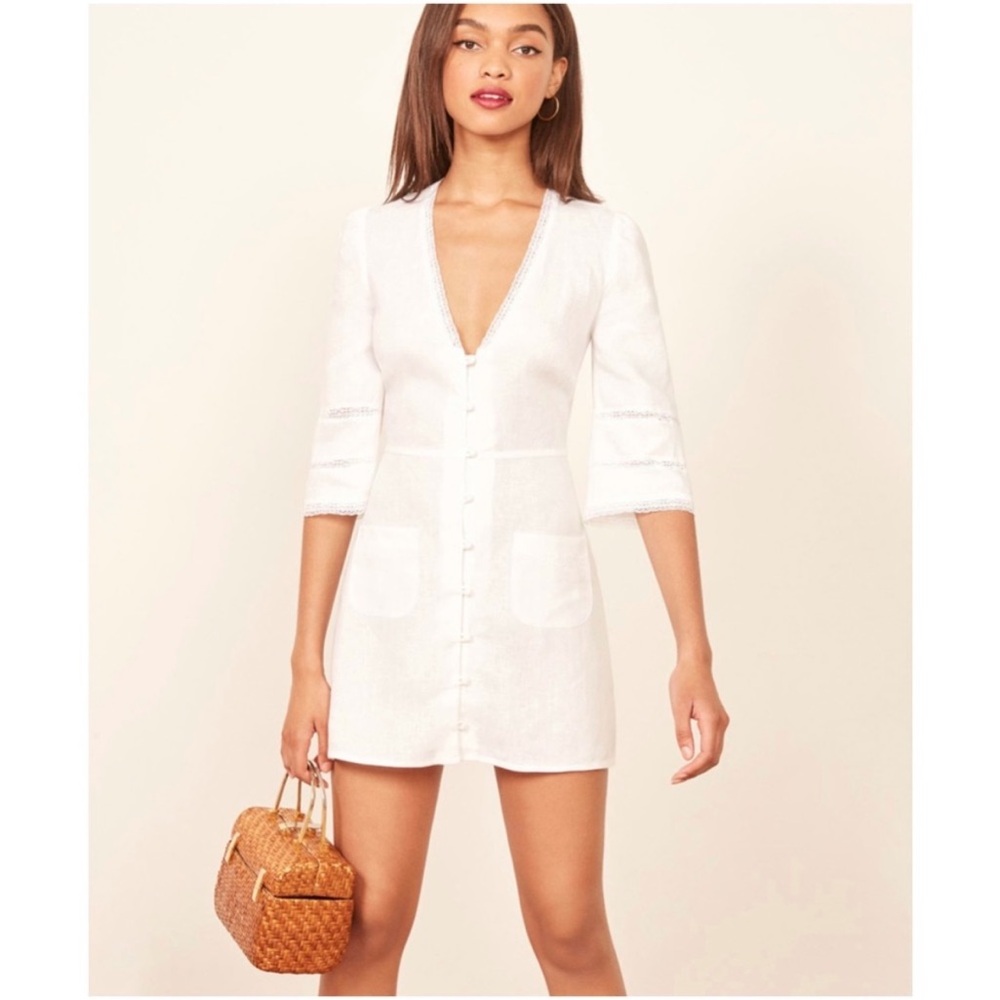 Reformation white/off white 100% Linen
mini dress NWT